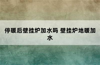 停暖后壁挂炉加水吗 壁挂炉地暖加水